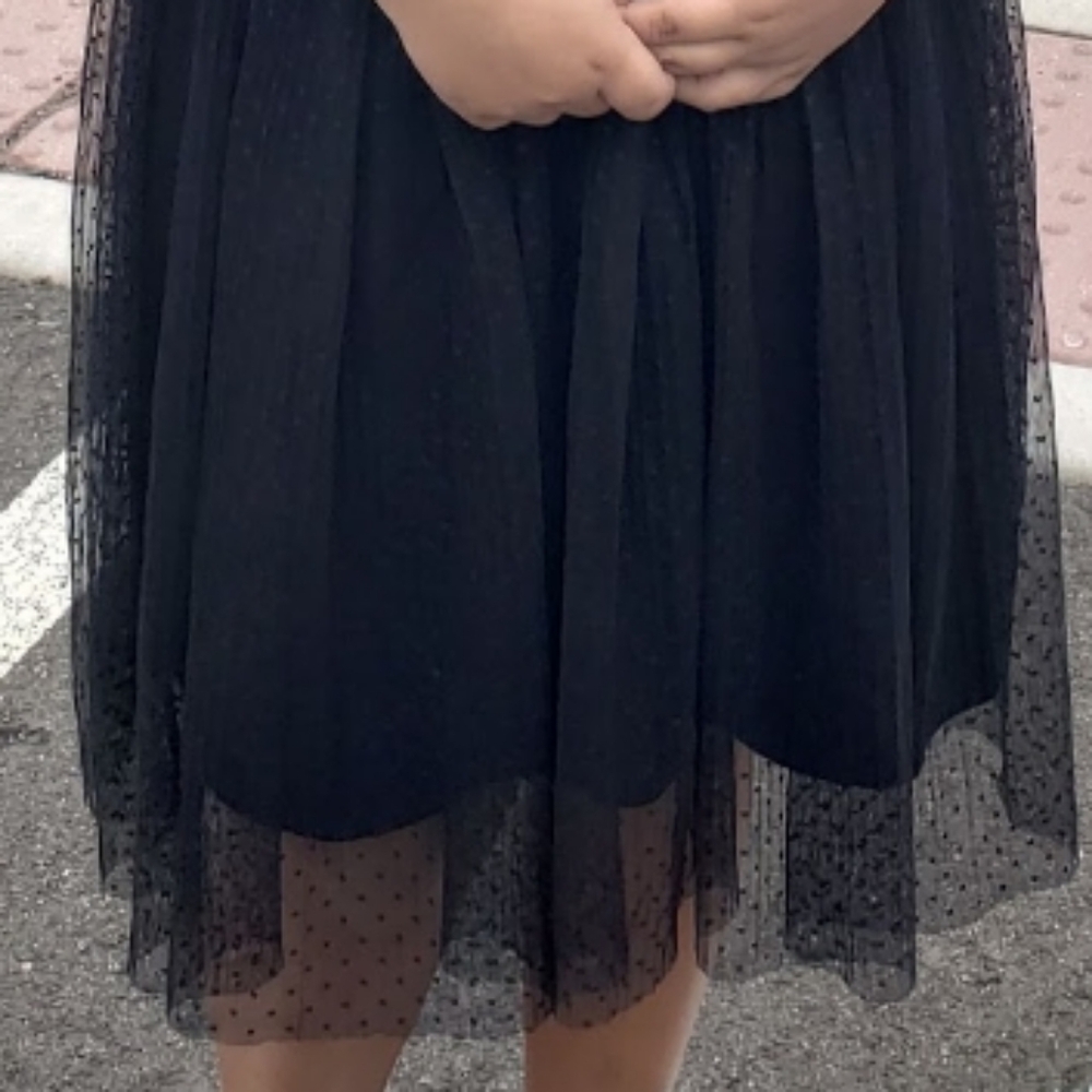 Cute Polka Dot & Ruffle detail Lined Black Dress - Picture 3 of 5